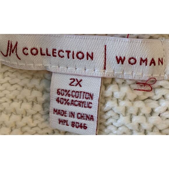 JM Collection Gray Brown Chevron Button Open Front Cardigan Sz 2X Work Academia - Picture 11 of 12